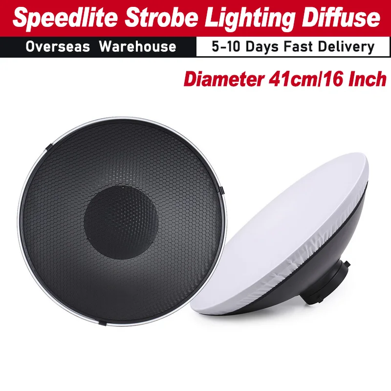 Studio Photography 41cm/16 Inch Speedlite Strobe Lighting Diffuser Beauty Dish Lampshade Bowens Mount with Reflector Honeycomb