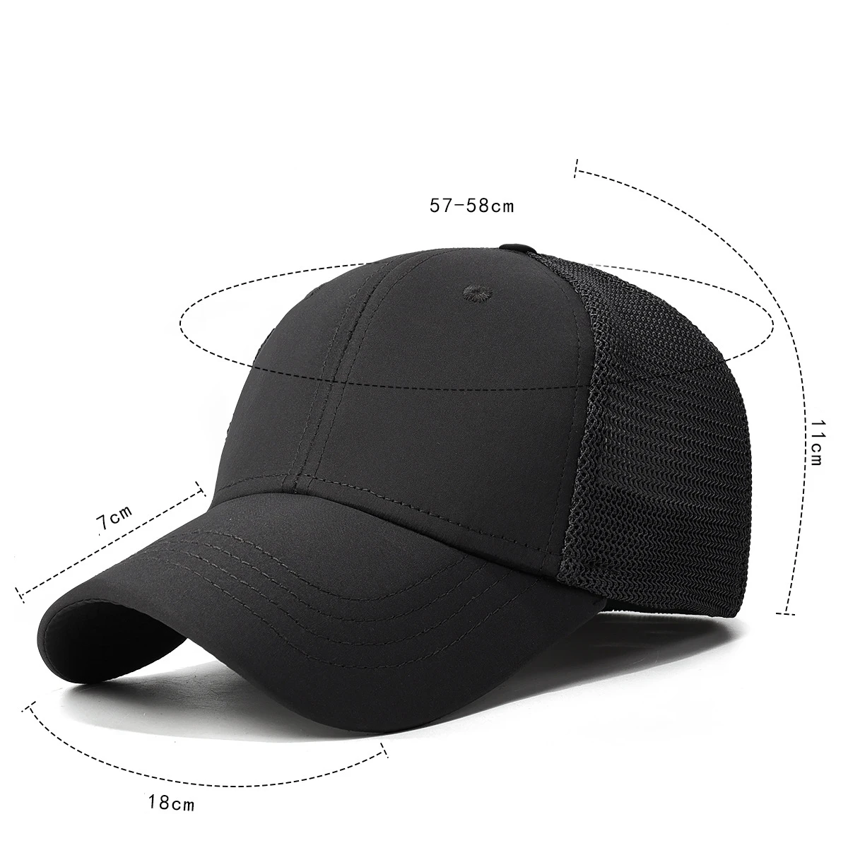 Summer New Full-Back Mesh Flat-Panel Baseball Cap, Fashionable And Simple Duckbill Hat, Outdoor Hard-Top Sun Hatv