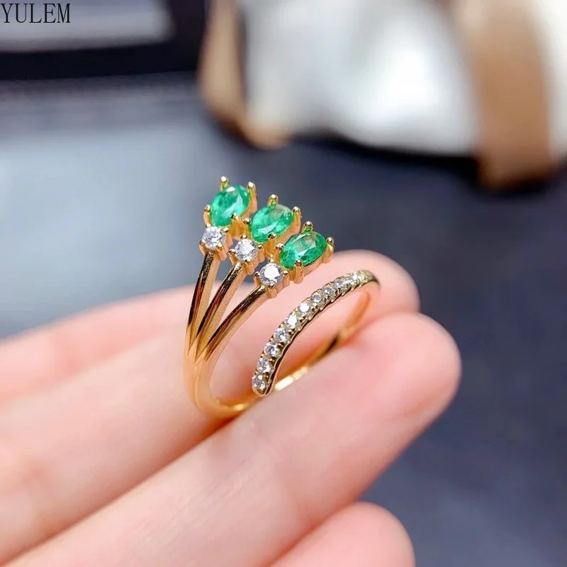 100% Women's Summer Natural Drop Emerald Ring 925 Sterling Silver Simple Fine Jewelry Birthday Gift Customizable - Image 6