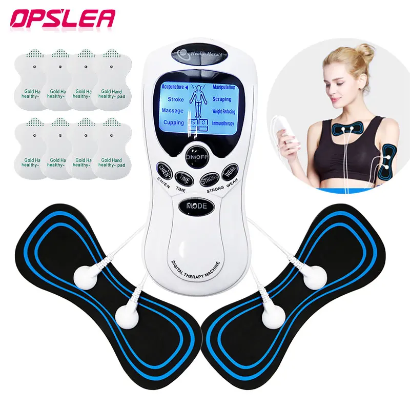 Tens EMS Muscle Stimulator 8 Modes Digital Physiotherapy Massage Machine with Neck Massage Hydrogel Pad Body Relaxation Massager