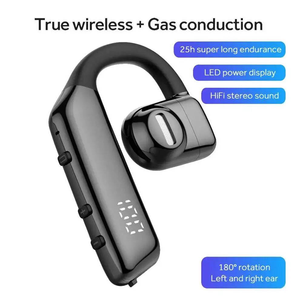 

Wireless Bluetooth 5.3 Headphones Handsfree Long Battery Life Bone Conduction Earhook Noise Reduction For Sports Business Drive