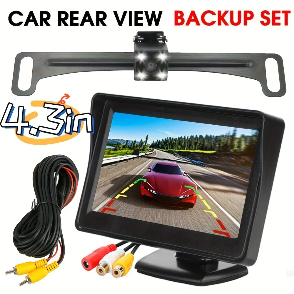 طقم كاميرا مراقبة السيارة Bileeko 4.3 بوصة TFT LCD: نظام الرؤية الخلفية للسيارات/الشاحنات/الالتقاطات/سيارات الدفع الرباعي مع سهولة التركيب