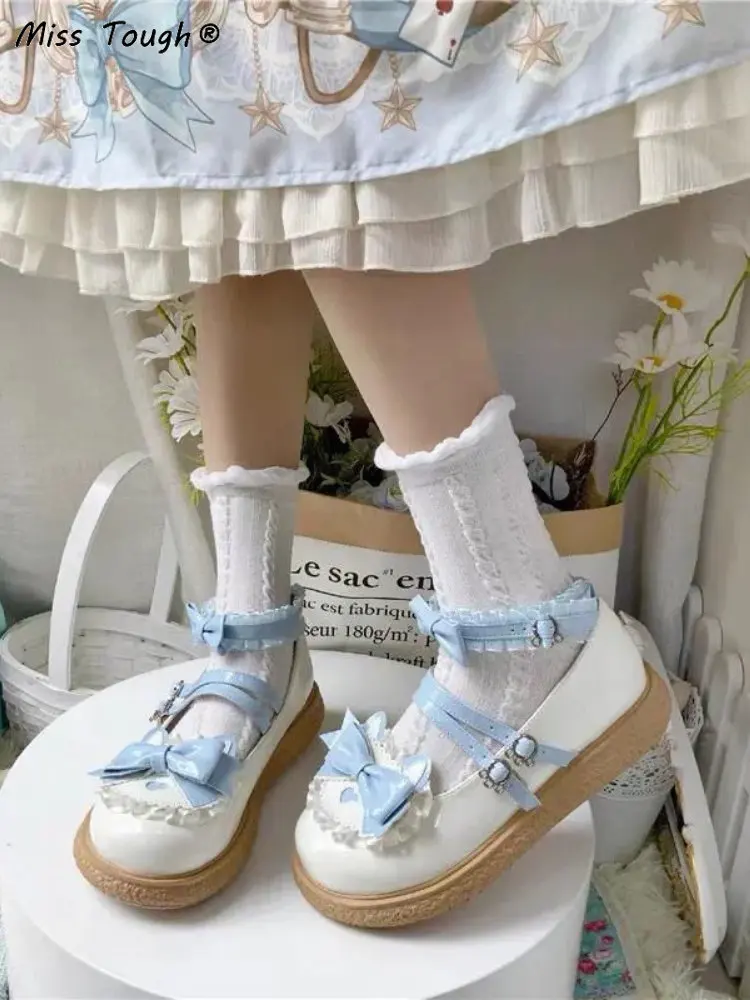 2022 estate Lolita sandali dolci donna stile giapponese Kawaii carino Mary Janes scarpe fibbia ad arco Designer punta tonda scarpe Casual