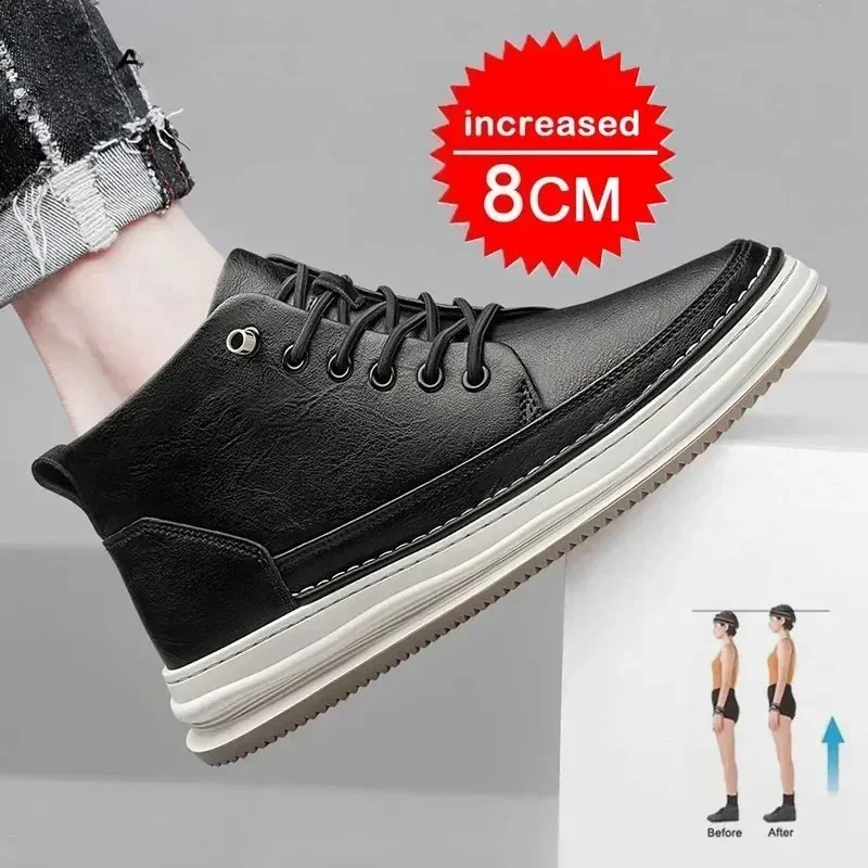 

2026 Casual Genuine Leather New Height Increasing Shoes for Men 8cm Invisible Elevator Sneakers Sport Zapatillas De Hombre