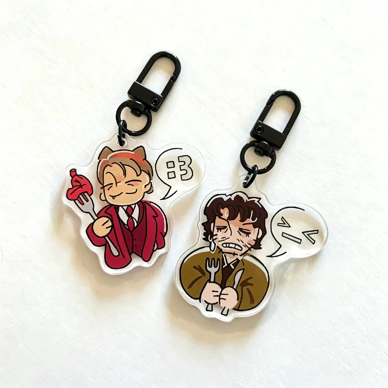 Llavero de la serie de TV Hannibal, colgante acrílico de Hannigram, Will Graham y Hannibal Lecter, estilo Mii, llavero de dibujos animados, colgante para bolso, regalo