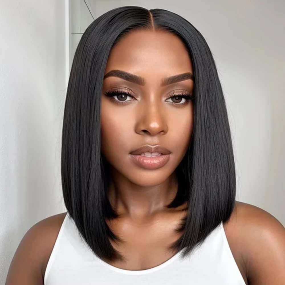 Straight Bob 5x5 13x4 13x6 Human Hair Wigs 8 16 inch 200 Density Nature Black Brazilian Remy Human Hair Bob Wigs