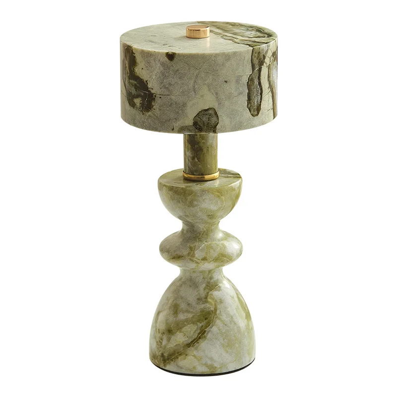 

Marble jade table lamp coffee desktop bar lamp Nordic ins creative simple rechargeable bedside night light