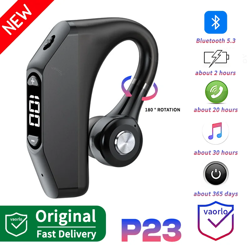 Bluetooth Business Earphones Talk/Music Time 20/30 Hours LED Digital Display With MlC Noice Cancelling Wireless Headset