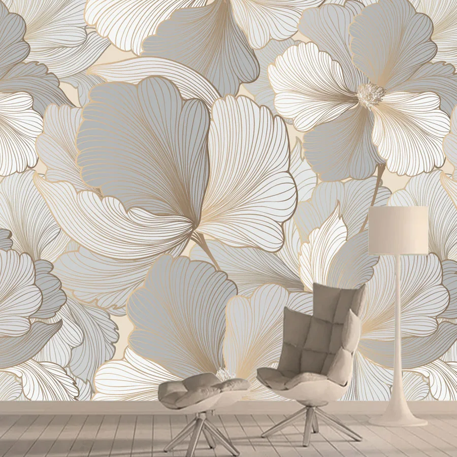 

Custom Self Adhesive Wallpapers Accept for Living Room TV Background Contact Walls Design Papers Home Decor Leaf Murals Prints