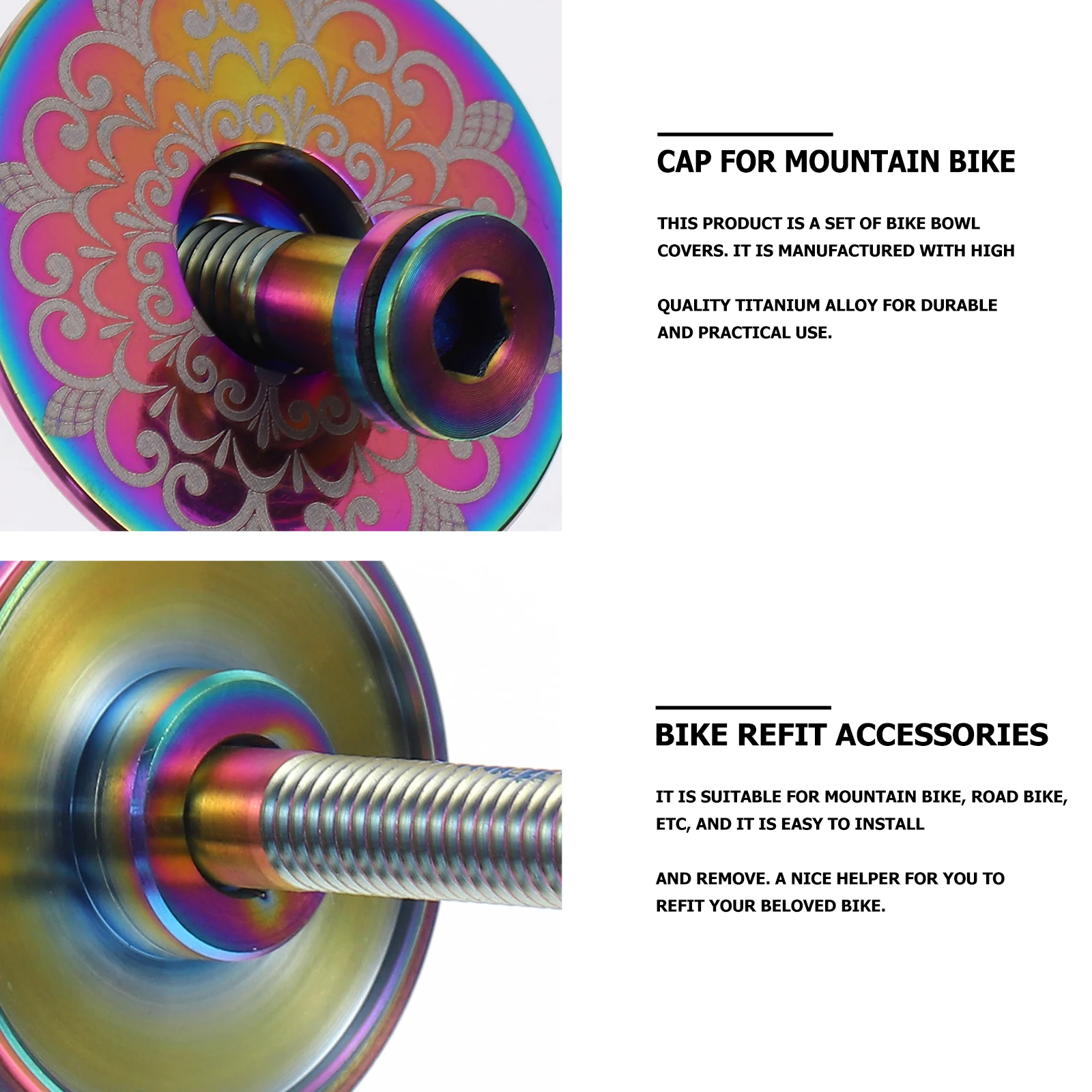 

Titanium Bike Headset Cap TC4 Alloy Stem Cover Durable Light Weight for Road Mountain Bicycles Refit Accessories Bike Fork Cap