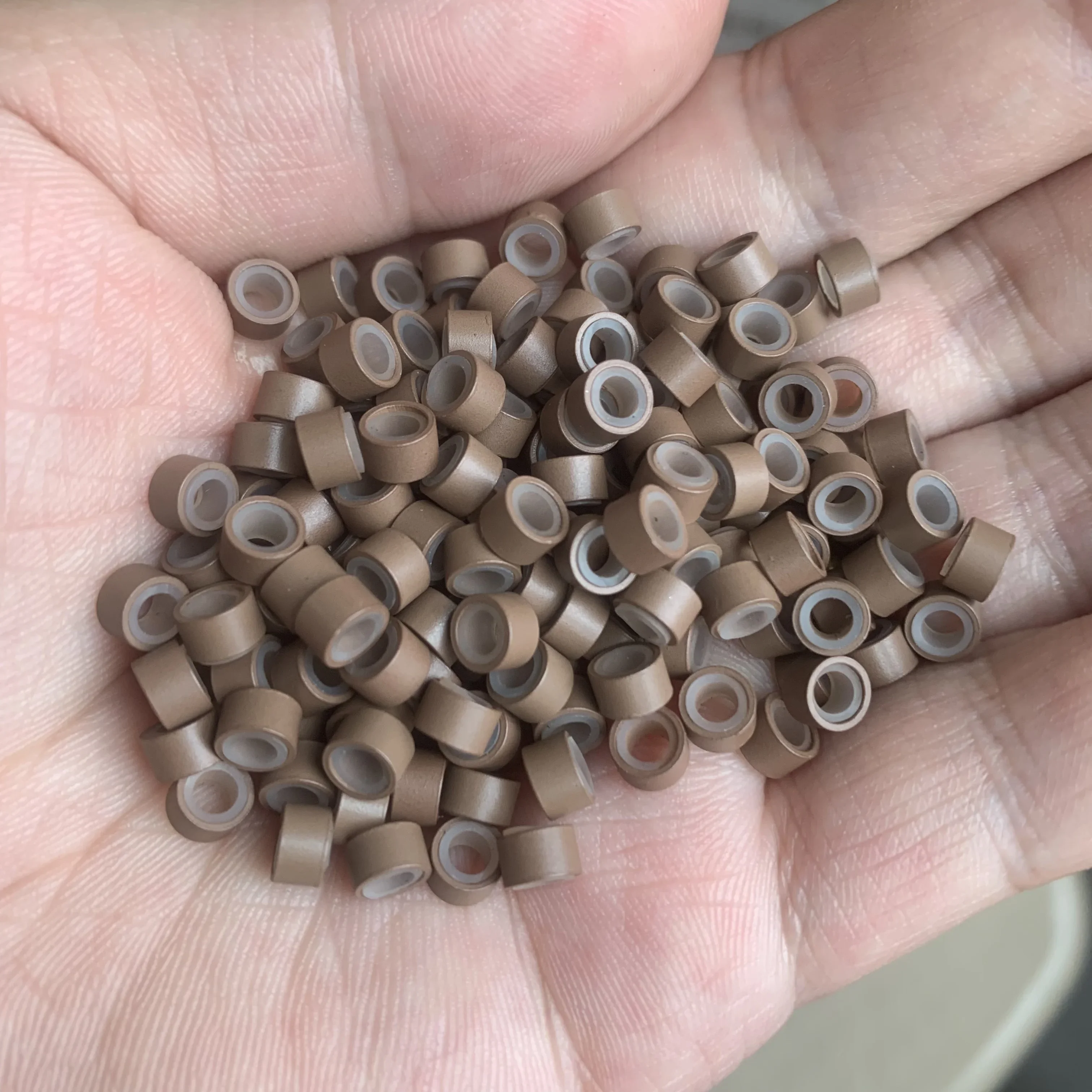 500 шт. миниатюрные кольца с силиконовой подкладкой 5,0*3,0*3,0 мм бусины-цепочки для самостоятельного изготовления ювелирных изделий, инструмент для обжима процесса соединения волос