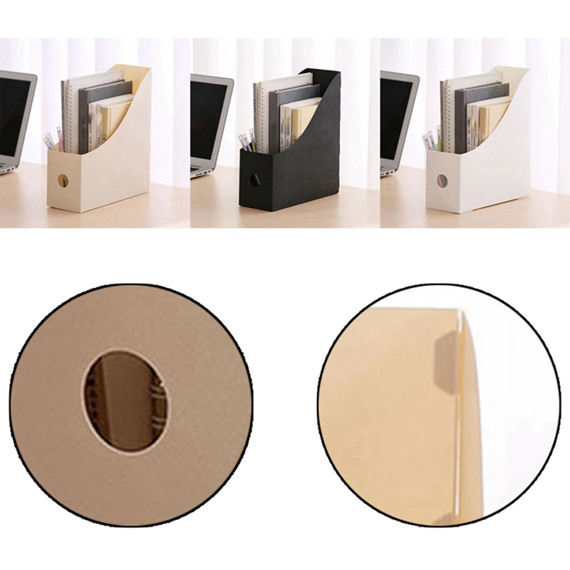 3PCS Desktop File Racks Students Use Data Racks To Organize Plastic Bookends, Black&White&Beige File Storage Boxes