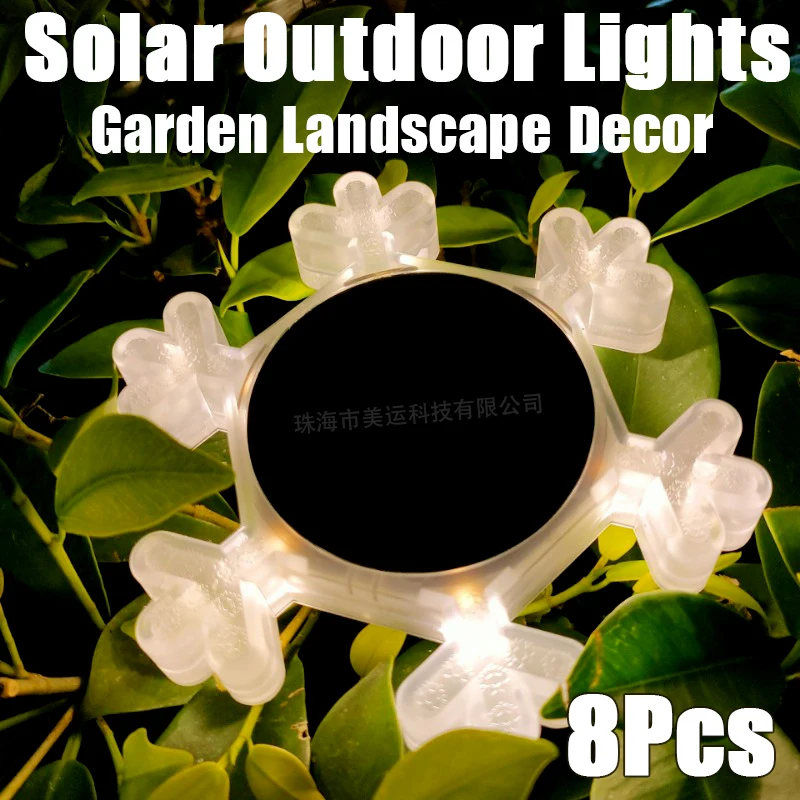 

8Pcs Solar Snow Lights Christmas Decor LED Outdoor Courtyard Waterproof Home Stairs Steps Balconies Floor Feet Small Street Lamp