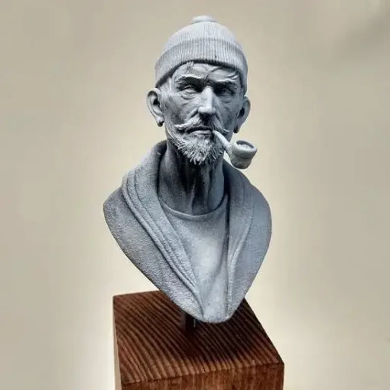 1/9 scale die cast resin bust model kit character smoking old man unassembled unpainted free shipping