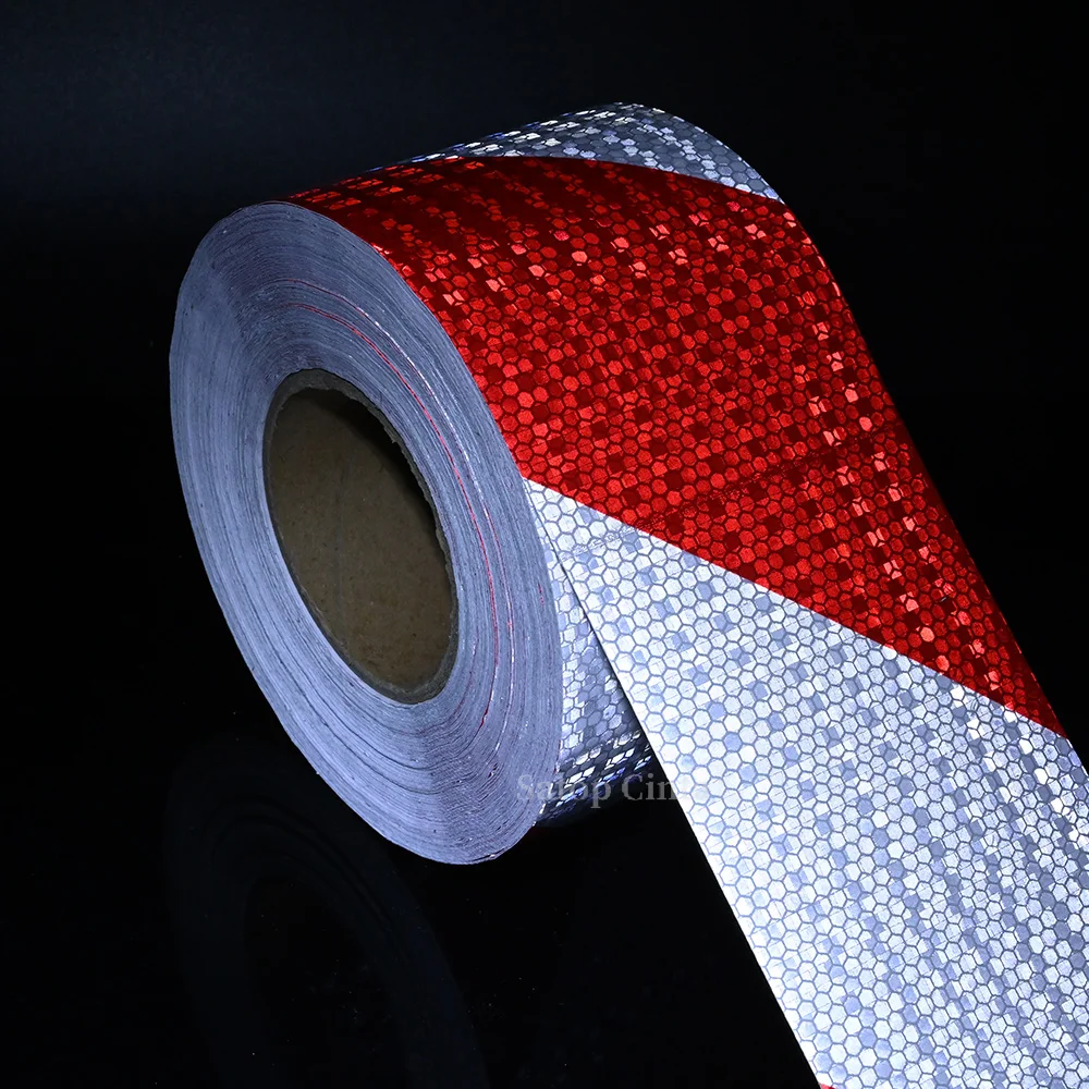 10cm*10M High Visibility Twill Reflectors Stickers Bright Left White Red Self-adhesive PVC Reflective Safety Tape For Trucks Car