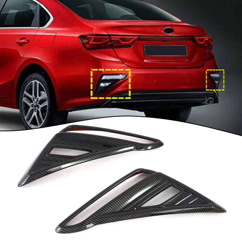 2Pcs For Kia Forte Cerato K3 2019-2022 Rear Fog Lamp Light Cover Trim Carbon Fiber Look ABS Plastic Fog Light Frame