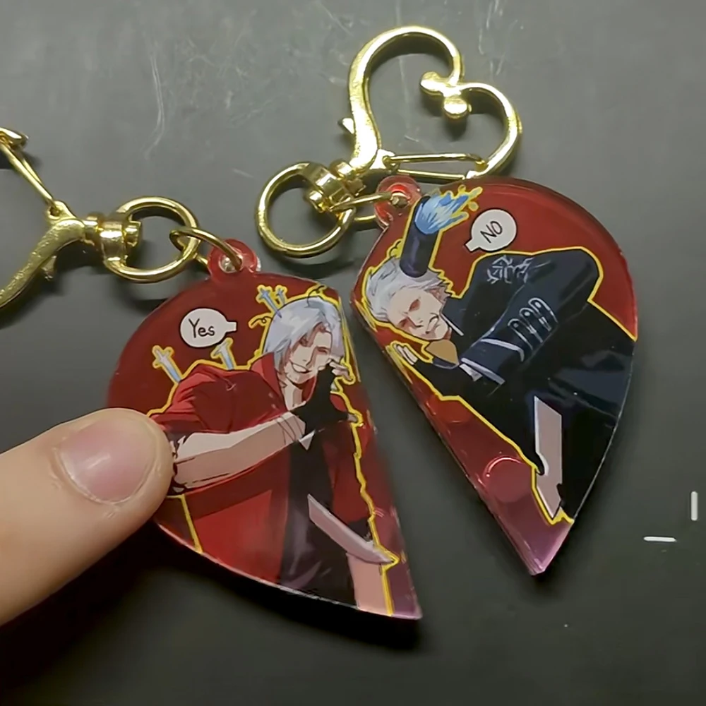 Anime Devil May Cry Vergil Cosplay Key Chain Acrylic Keychains Magnetic Backpack Pendant Keyring Jewelry Accessories Ornament