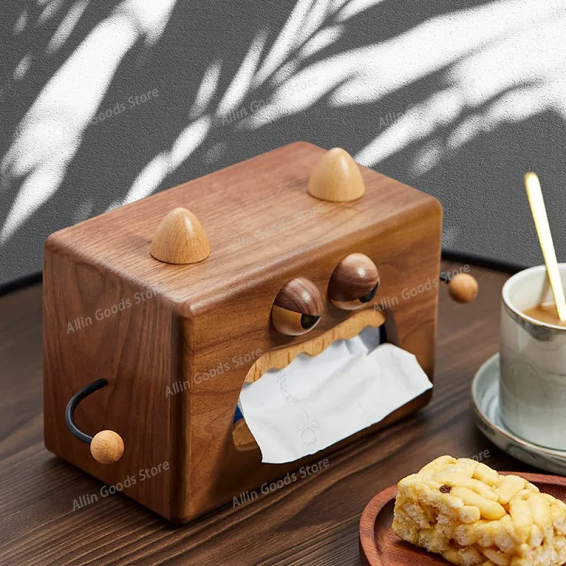 Cute Wooden Tissue Boxes,Walnut wood Tissue Case Holder Napkin Storage Holder Nordic Home Living Room Desktop Decor Gifts