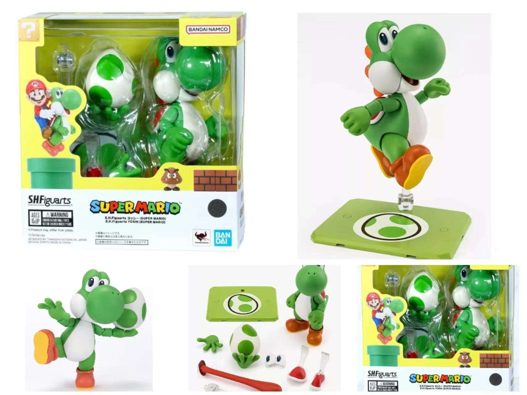

In Stock Genuine Bandai Super Mario Model Kit S.H.Figuarts Yoshi Anime Action Figure Collection Finished Model Boys Toys Gifts