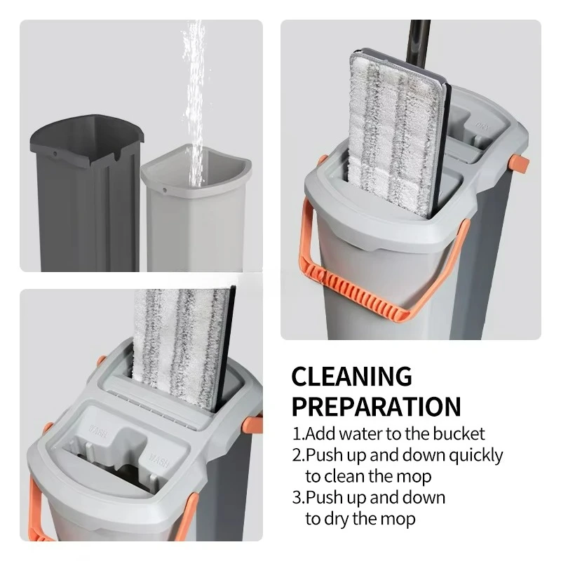 360 Magic Microfiber Magnet Flat Mop with Wringer Separating Bucket Set Easy Mop for Floor Cleaning System