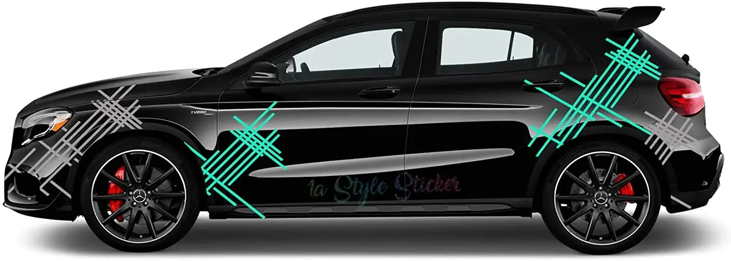 Car Camouflage Sticker Set Stripes Boxes Cyber Pixel Autotattoo Car-Style Hexa Matrix Look Stance Body Stripe Pull Flowers