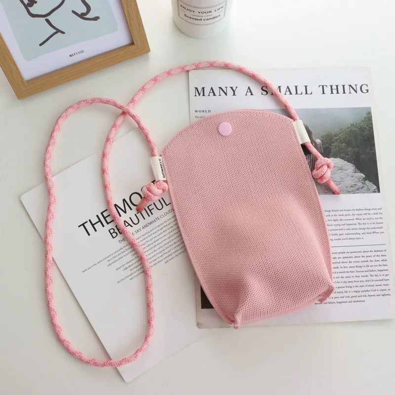 

Dopamine Knitted Crossbody Bag Women Solid Color Cell Phone Bag Mini Shoulder Purse for Cycling & Daily Fun Hands-Free Sling Bag