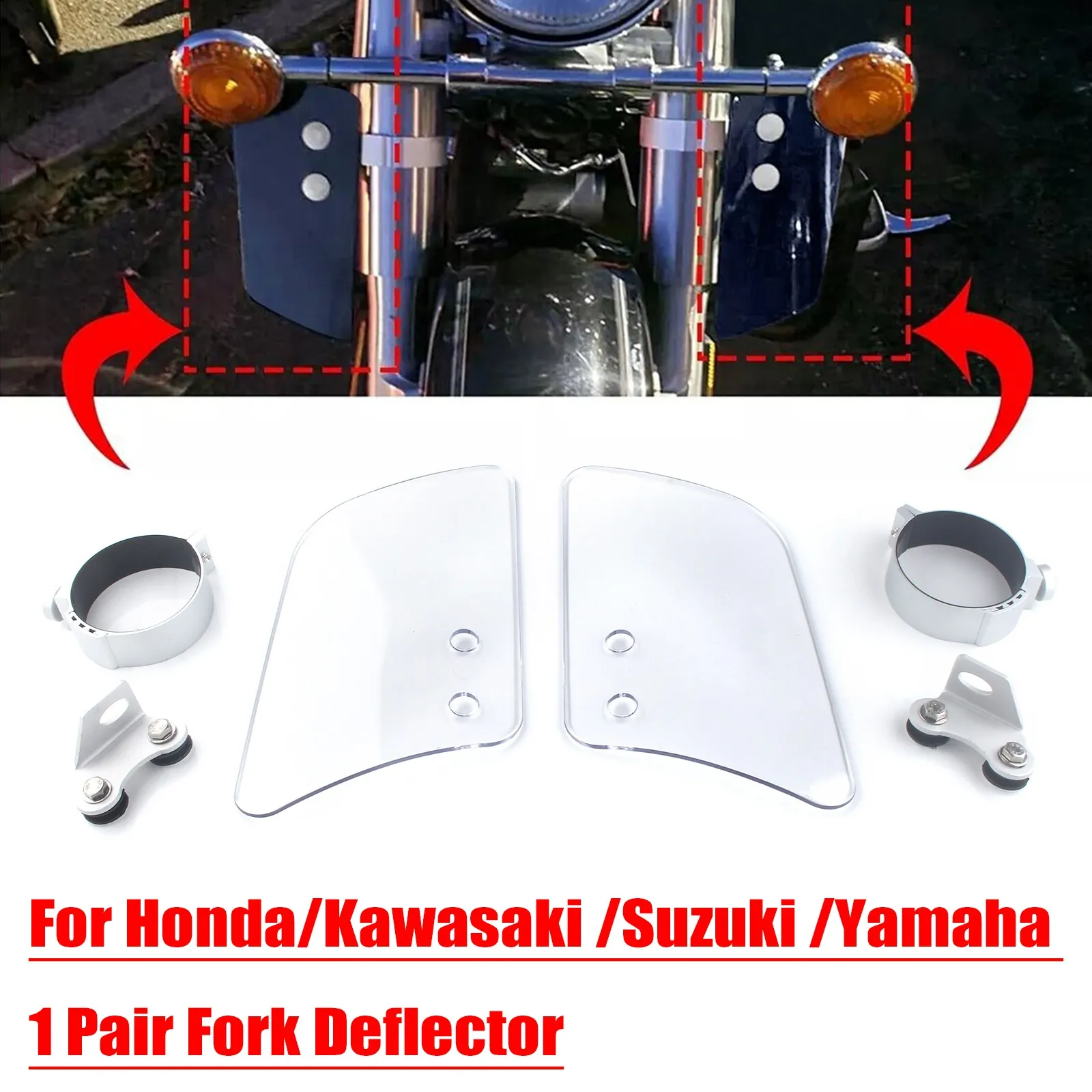 2 Pcs/Set Motorcycle Fork Air Deflectors Windscreen Universal Motorcycle Accessories For Honda Kawasaki Suzuki Black Grey Clear