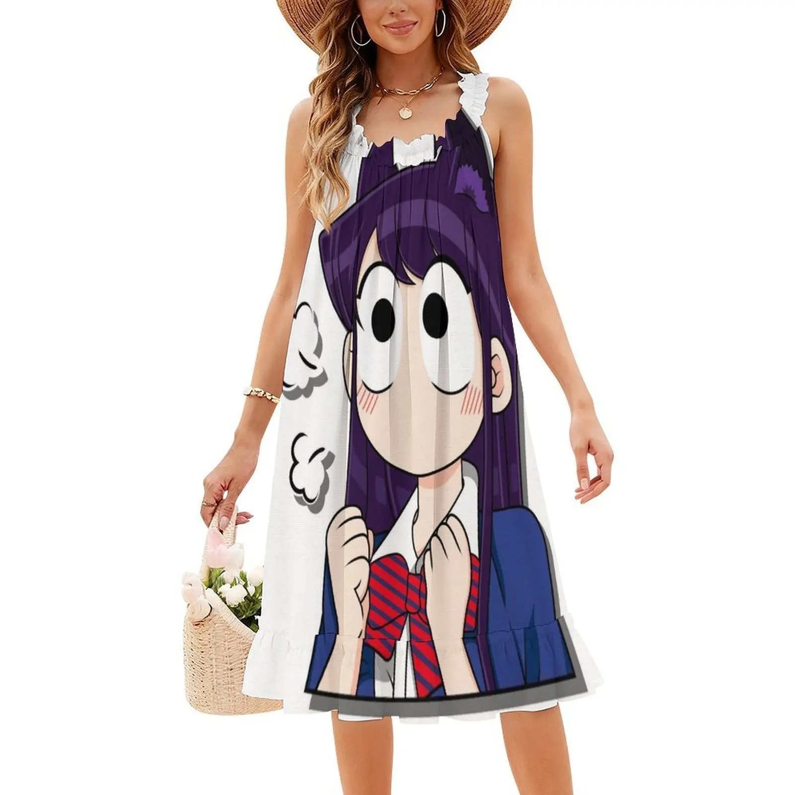 كومي لا يمكن التواصل فستان سموك الأزهار للنساء الربيع الصيف فستان كاجوال للحزب كومي كان التواصل أنيمي كومي #4