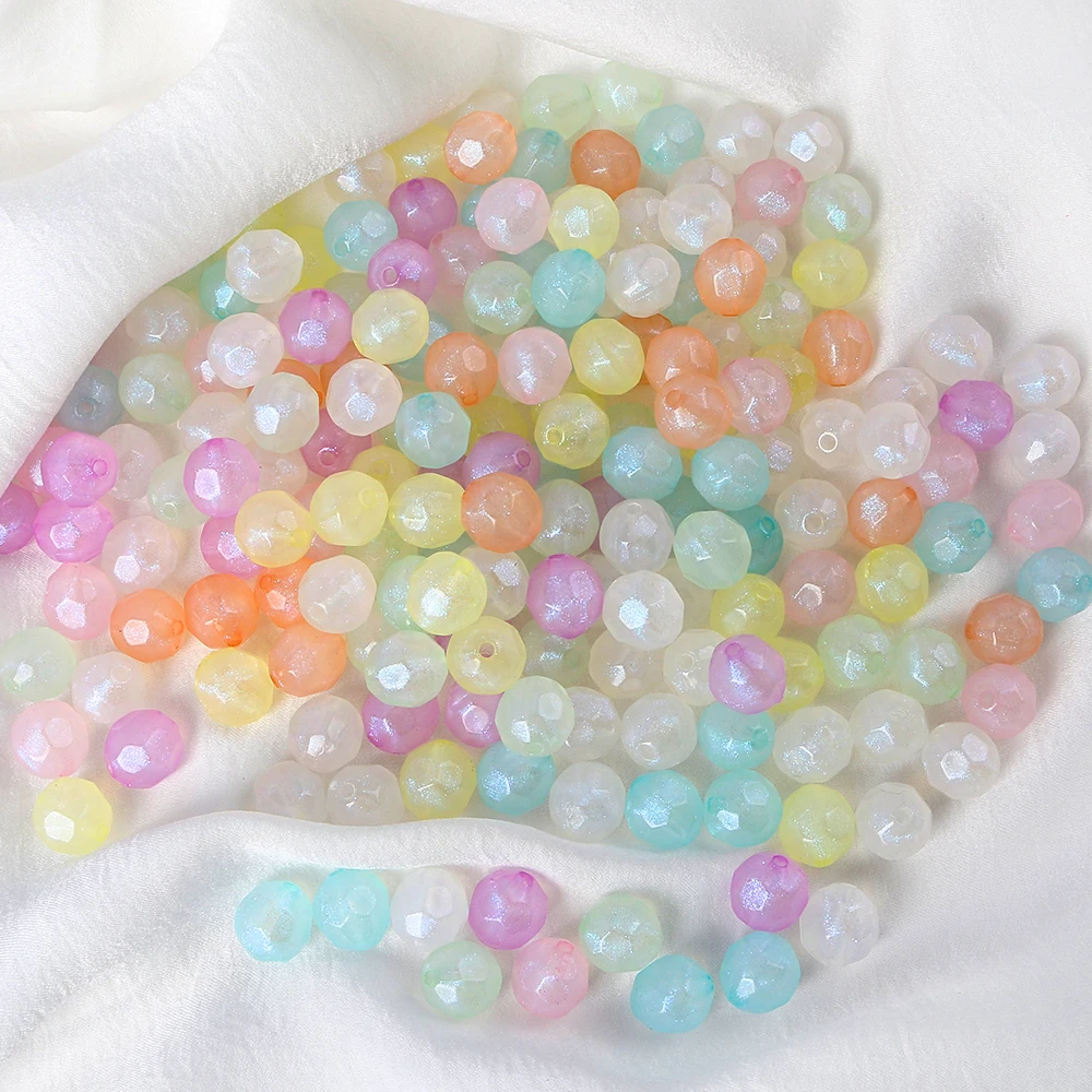 30pcs 10mm Faced Football Acrylic Mermaid Poreless Loose Beads Handmade DIY Phone Case Decorative Materials Jewelry Accessories