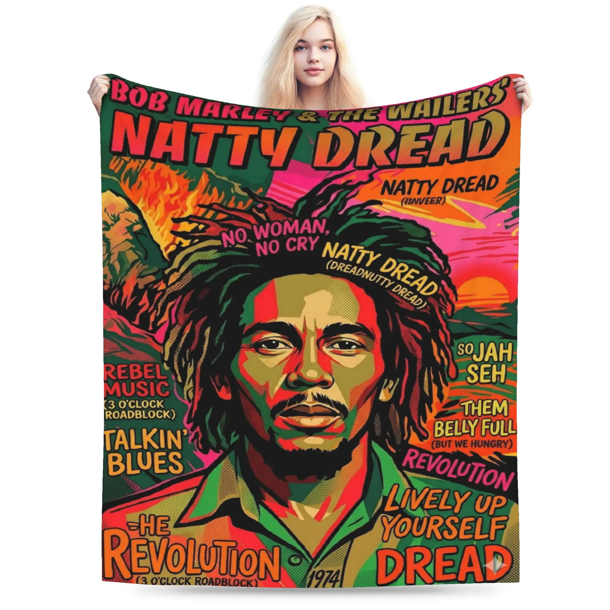 B-Bobs M-MarleyS One Love Plush Blanket Children  Flannel Throw Blanket For Couch Chair Sofa Bed Warm Soft Bedspread Gift Idea