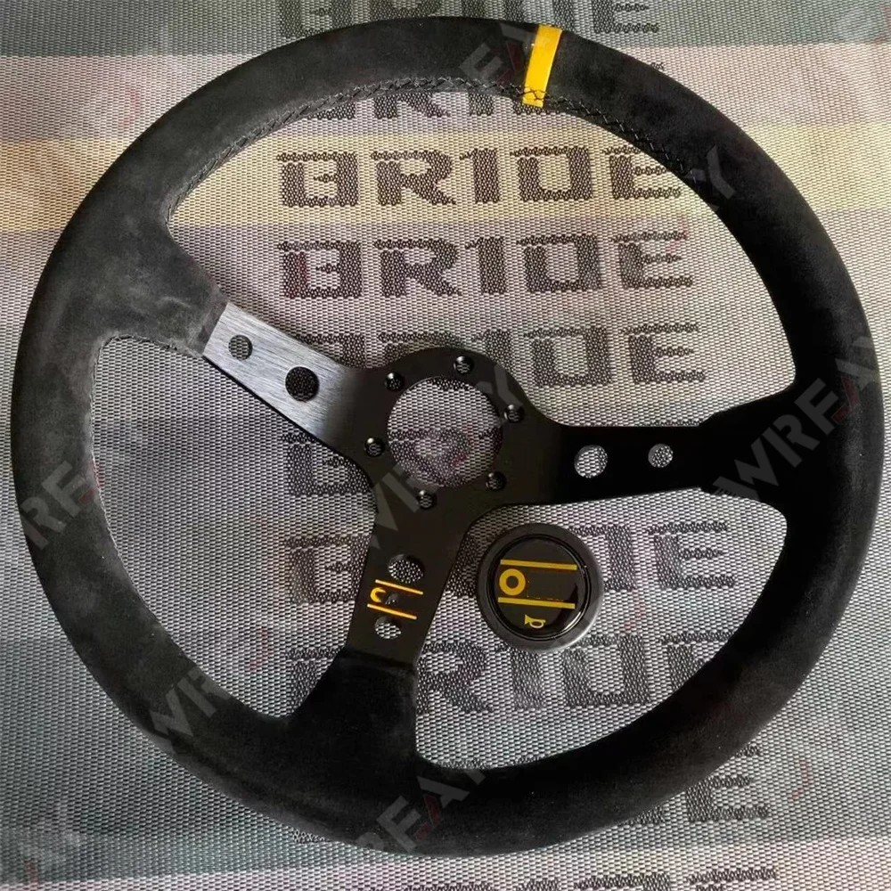 

Car Modification Steering Wheel 14 Inch Frosted Competitive Racing Steering Wheel 340mm Suede Universal