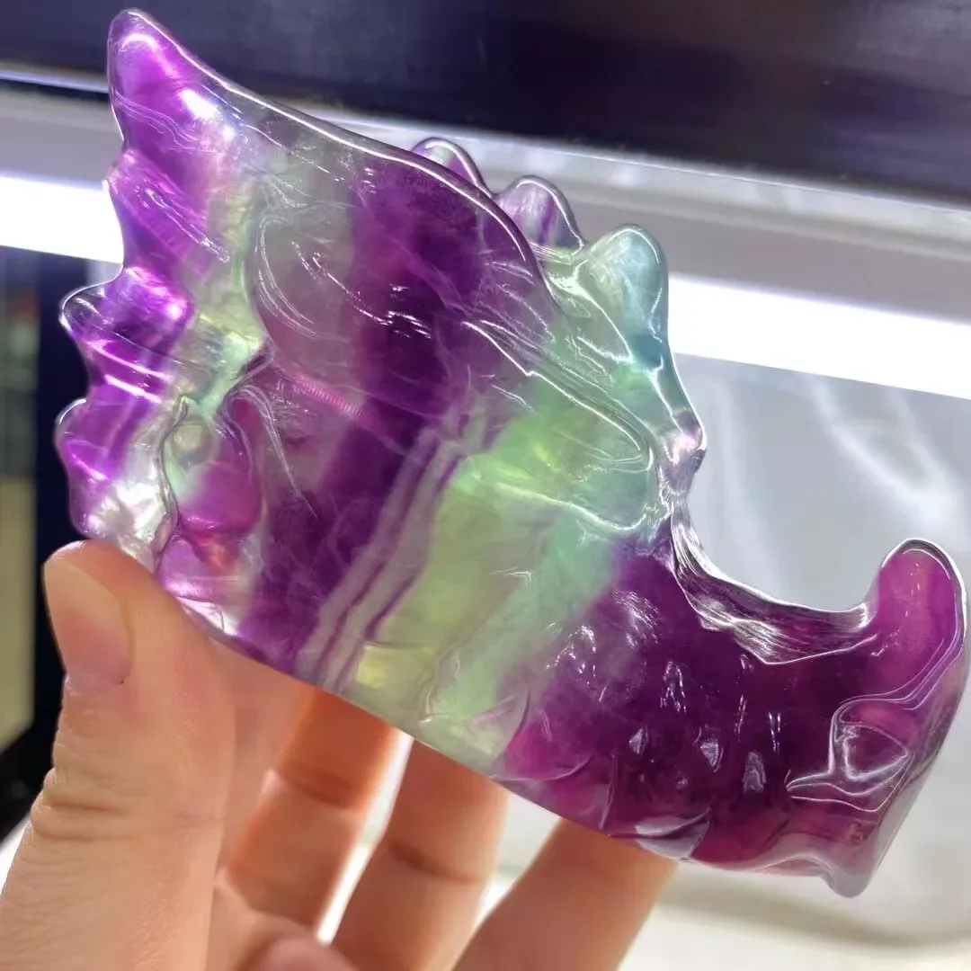 

Natural Formed! Colorful Fluorite Dragon Head, Quartz Crystal Colored Fluorite Dragon, Mineral, Reiki, Healing Dragon