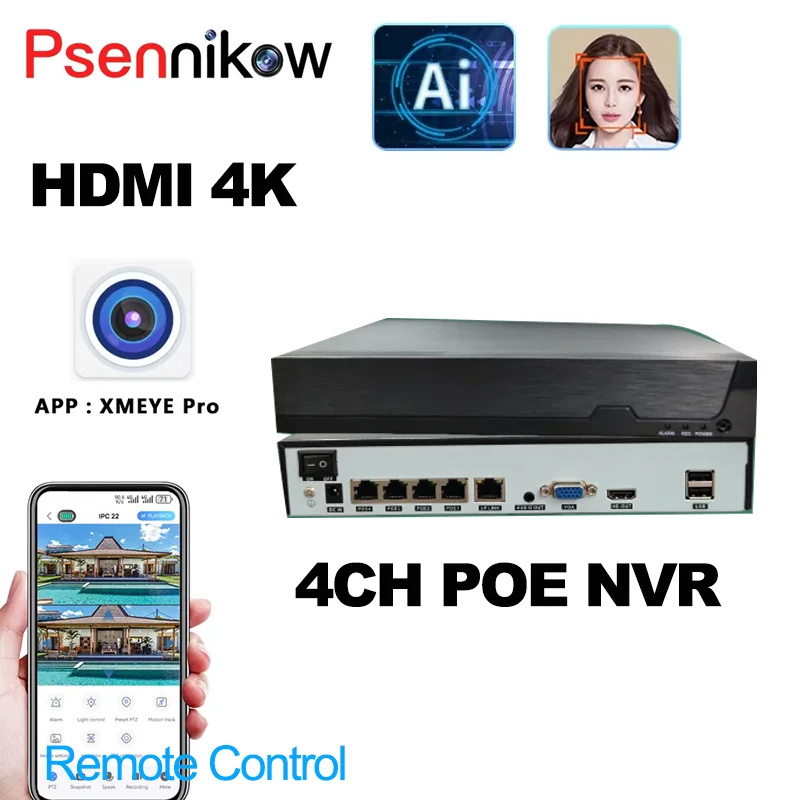 

POE NVR Video Recorder Super 4CH 8MP Audio IP Camera CCTV IR Waterproof 8Mp POE camera kit Video Surveillance Camera
