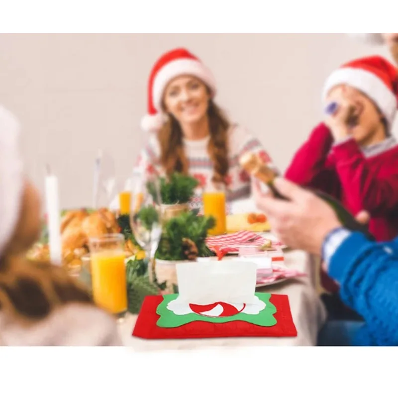 

Paper Towel Box Velvet Cover Santa Claus Party Venue Tissue Christmas Home Decor New Year's Santa Claus Christmas Decoration