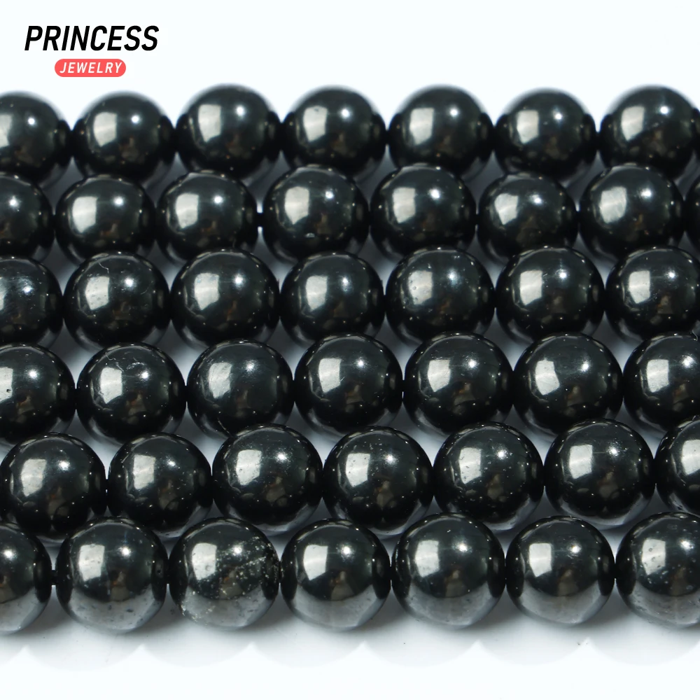 A++ Natural Jet Coal Crystal 4 6 8 10 12mm Loose Gemstone Beads for Jewelry Making Wholesale Crystal Beads DIY Accessories