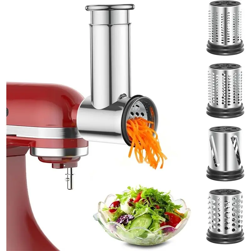 

【RABATT】Stainless Steel Slicer Shredder Attachment For Kitchenaid Stand Mixers, Large Vegetable Slicer Cheese Grater Attachment