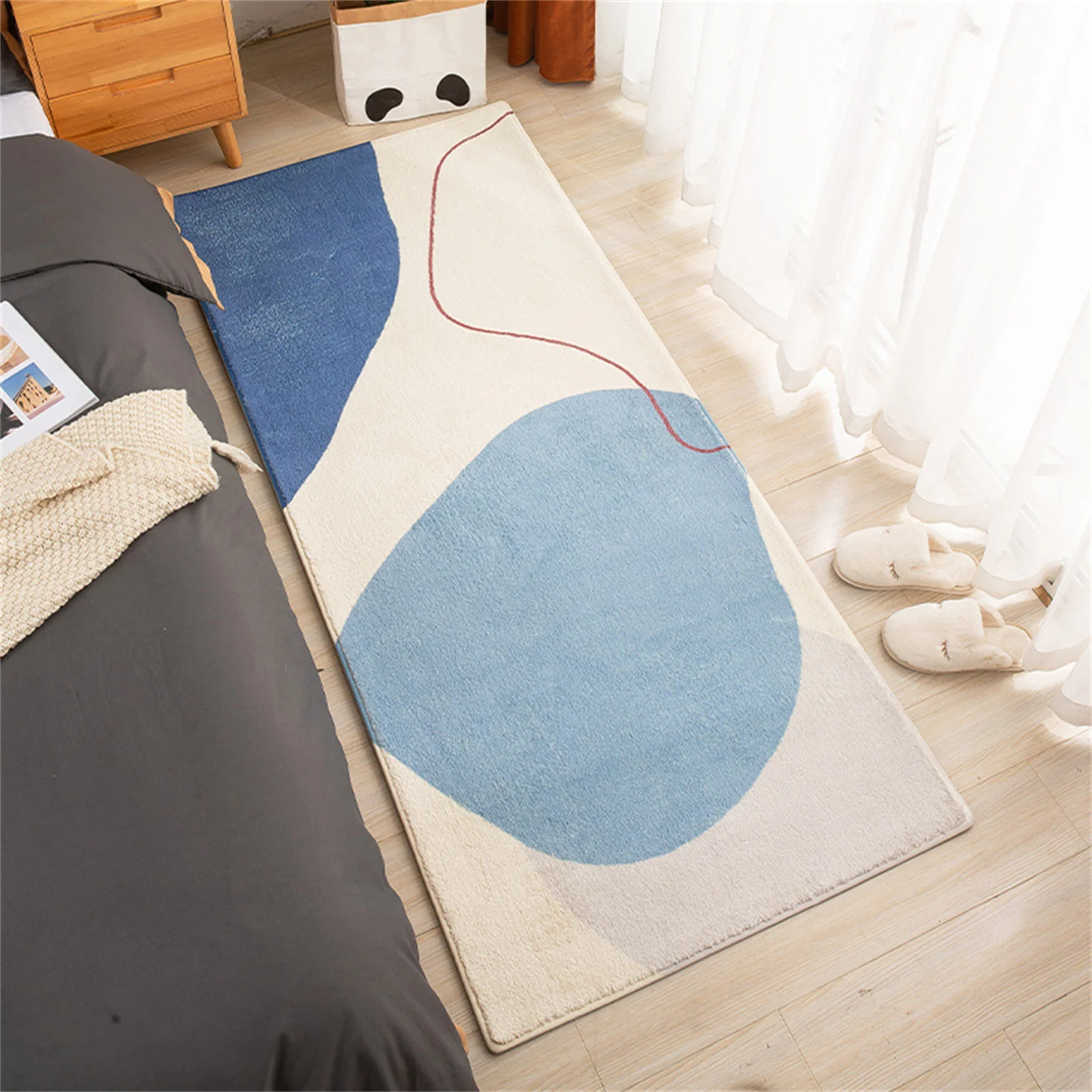 Bedroom Carpet Nordic Imitation Cashmere Thickened Long Bedside Non-Slip Mat Environmental Protection Skin-Friendly Rug