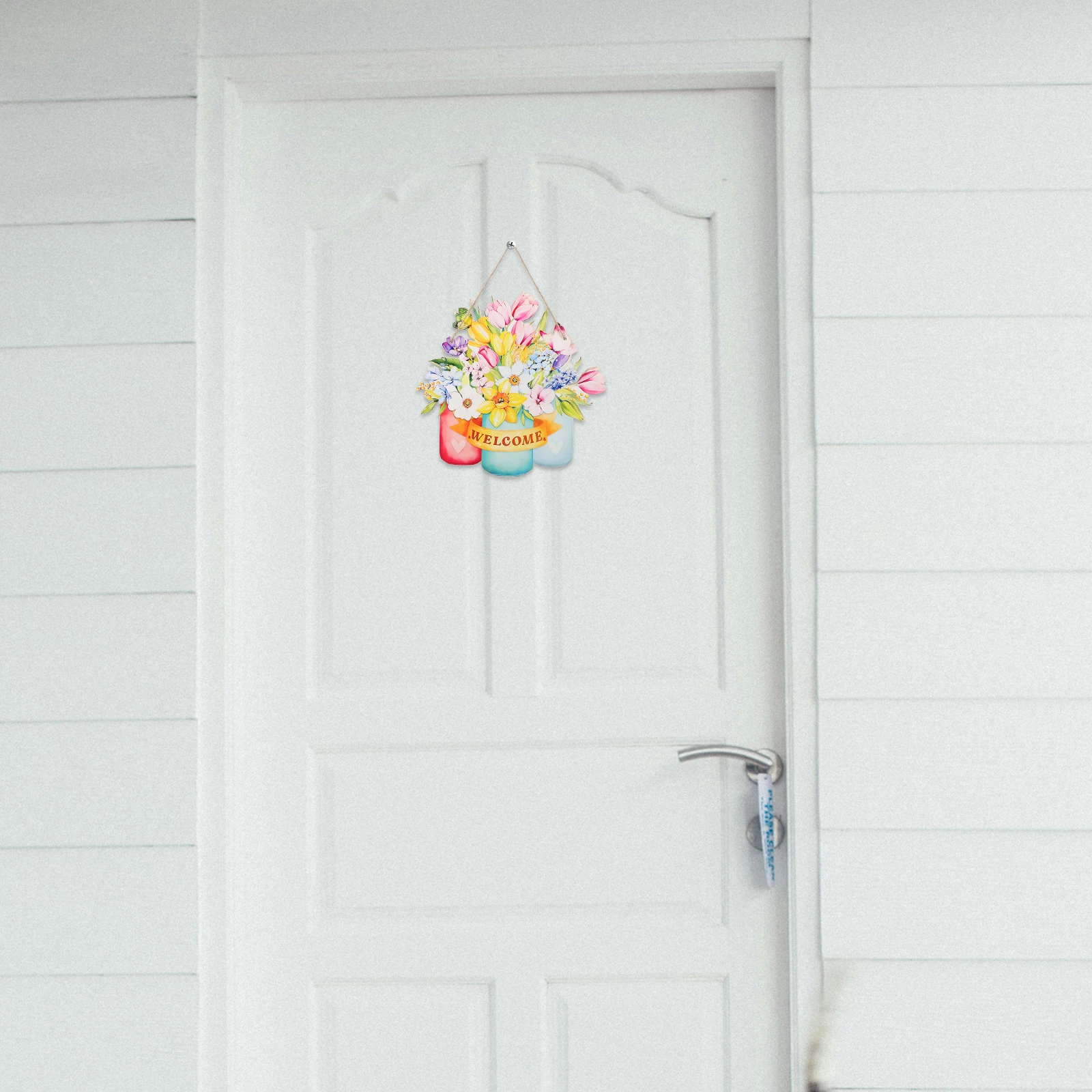 

Wooden Welcome Sign Hanging Plaque Rustic Design Smooth Edges Front Door Wall Decor Eye-Catching Guest Attention