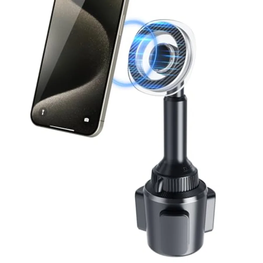 

Phone Cup Holder for Car Mount Compatible with MagSafe, Quick Extension Long Arm and 360 Rotation, Fits 3-4 Cup Holders - Stabl