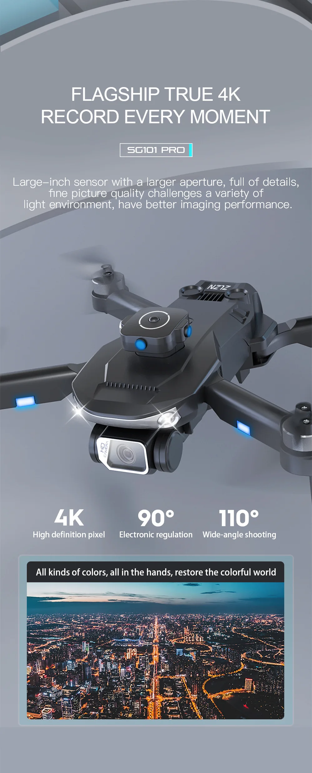 SG101Pro Mini Dron RC z profesjonalnym silnikiem 4K kamera HD bezszczotkowym unikanie przeszkód Quadcopter zabawka prezent Dron