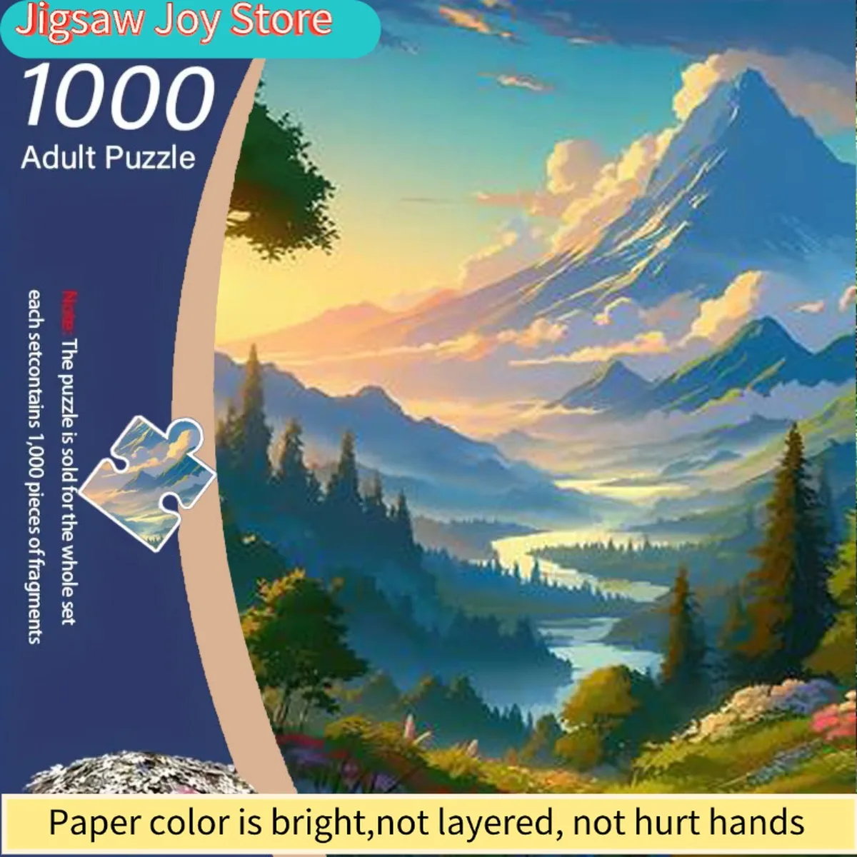 

Adult Jigsaw Puzzle - Colorful Fantasy Landscape with Sunlit Flowers & Trees, Large Rectangular Box with Challenging Picture