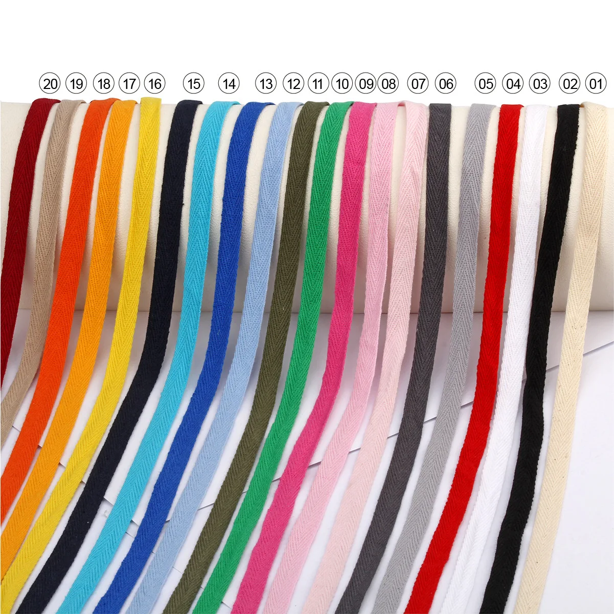 50 Yards 38 Colors 10mm Cotton Herringbone Twill Ribbon Trimming Bias Binding Tape Bag Clothing Handmade Garment Sewing