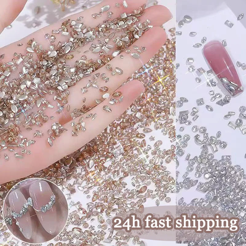 50pcs Mini Nail Art Rhinestones Crystal Acrylic Flatback Diamonds Mixed Shape Sparkle Diy Nail Luxury Manicure Accessories