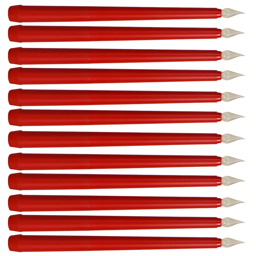 

12pcs Electronic Candles LED Taper Lights Flameless Wax Warm White Red Operated Decorative Home Party Wedding Holiday