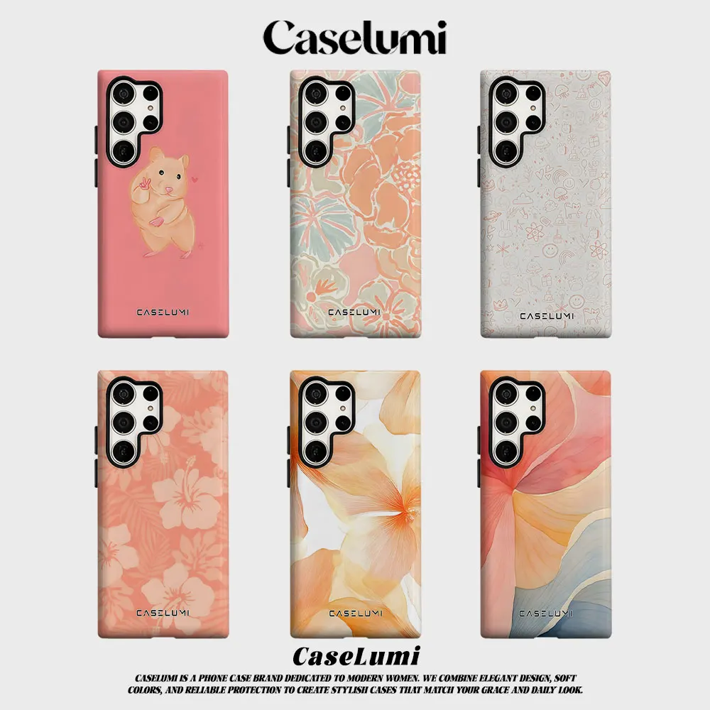 Peace Hamster For Samsung Galaxy Phone Case S23 S20 S25 FE S24 Plus S26 Ultra 2-IN-1 Shockproof Bumper Hard PC