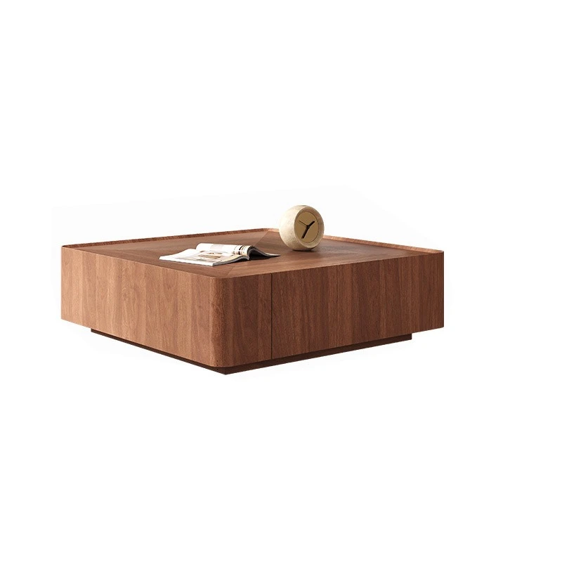 

Italian minimalist walnut solid wood coffee table square Nordic furniture modern simple Internet celebrity designer square