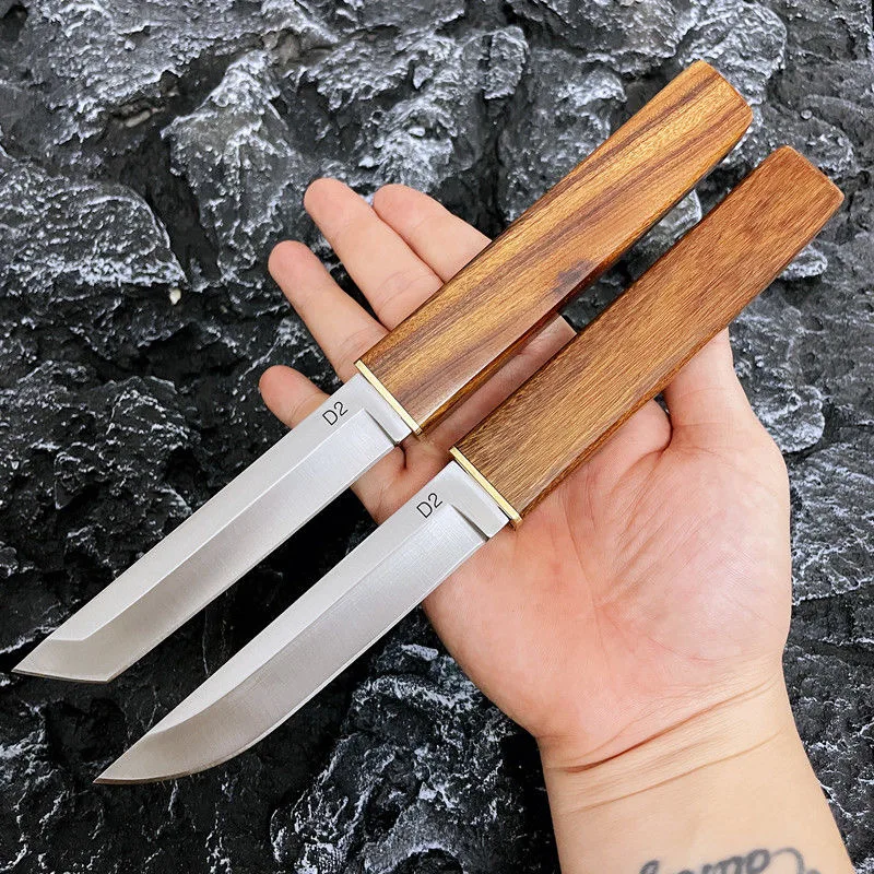 Sun Moon Double Blade House together D2 Wooden Handle small Straight knife Outdoor Knife Hunting knife emergency rescue fruit kn