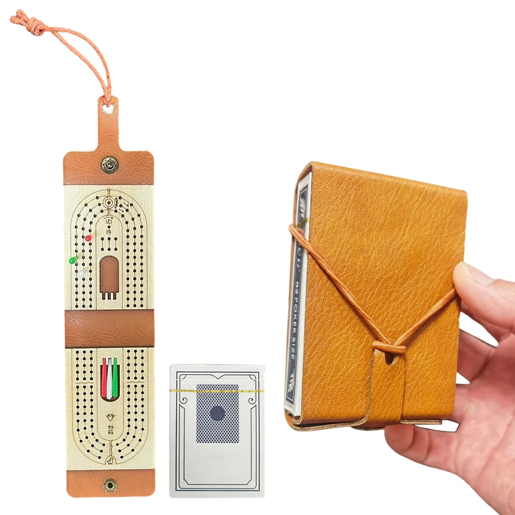 Juego de Mesa de Cribbage de Madera con 6 Clavijas y Baraja de Cartas, Divertido Juego de Mesa para 2-4 Jugadores, Juego de Cartas Portátil