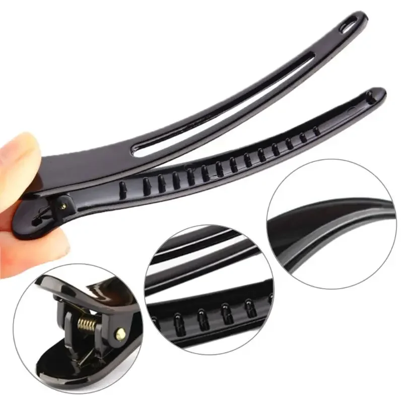 Black Plastic Single Prong Hair Clip for Professional Use