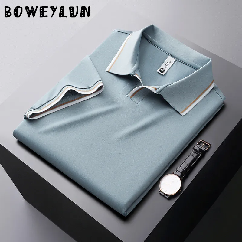 

BOWEYLUN Solid Color Short Sleeve Polo Shirt Men's Summer Breathable Comfortable T-Shirt Tops for Male